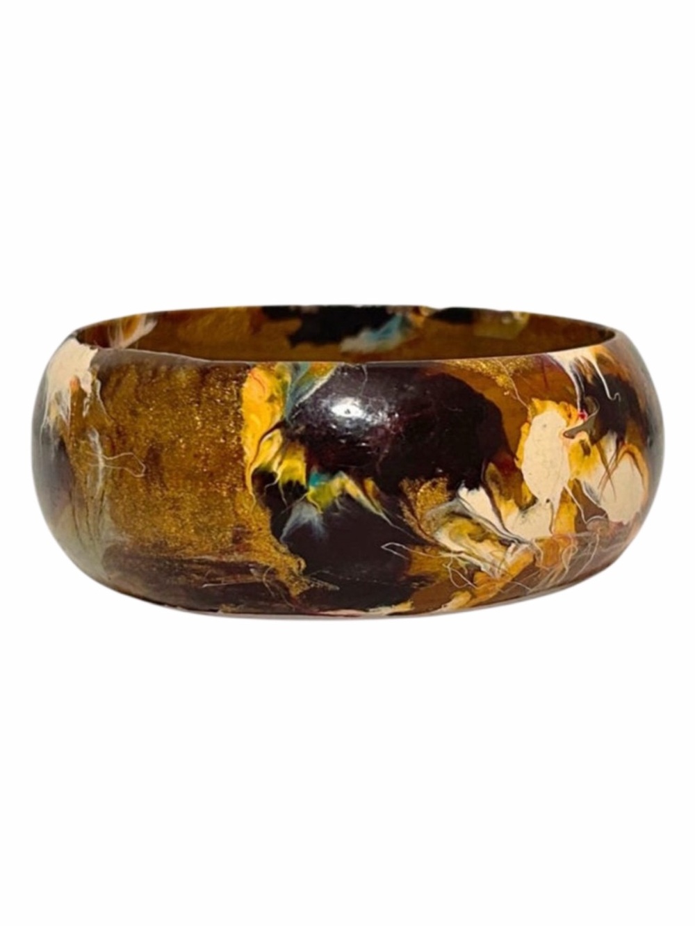 Vintage Artisan Abstract Expressionist Neutral Hued Bangle